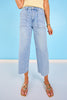 Vervet High Rise Striped Raw Hem Crop Barrel Jeans