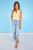 Vervet High Rise Striped Raw Hem Crop Barrel Jeans