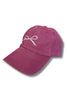 Pink Washed Ribbon Bow Embroidered Hat