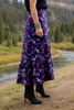 SSYS Daisy One Tier Satin Maxi Skirt In Berry Floral