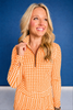 SSYS Long Sleeve Quarter Zip Top In Orange Gingham