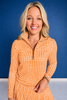 SSYS Long Sleeve Quarter Zip Top In Orange Gingham