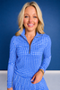 SSYS Long Sleeve Quarter Zip Top In Royal Gingham