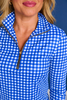 SSYS Long Sleeve Quarter Zip Top In Royal Gingham