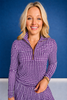 SSYS Long Sleeve Quarter Zip Top In Purple Gingham