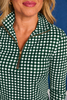SSYS Long Sleeve Quarter Zip Top In Green Gingham