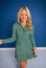 SSYS Long Sleeve Quarter Zip Top In Green Gingham