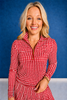 SSYS Long Sleeve Quarter Zip Top In Red Gingham