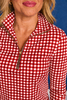 SSYS Long Sleeve Quarter Zip Top In Red Gingham