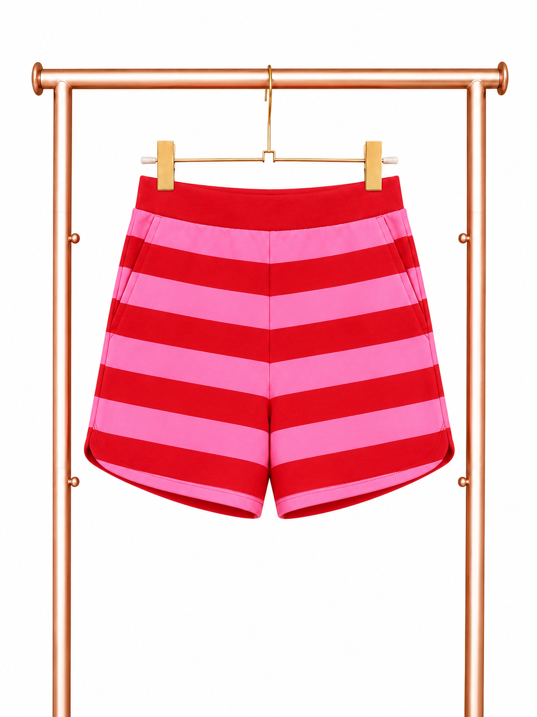 SSYS Landon Color Block Stripe Shorts In Red Pink OUTLET *FINAL SALE*