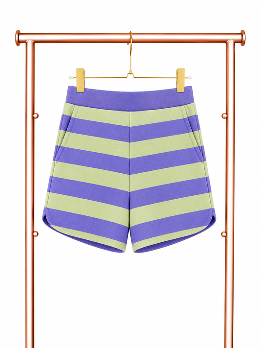 SSYS Landon Color Block Stripe Shorts In Sage Cornflower OUTLET *FINAL SALE*