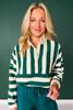 SSYS Landon Color Block Stripe Rugby Top In Hunter and Ivory
