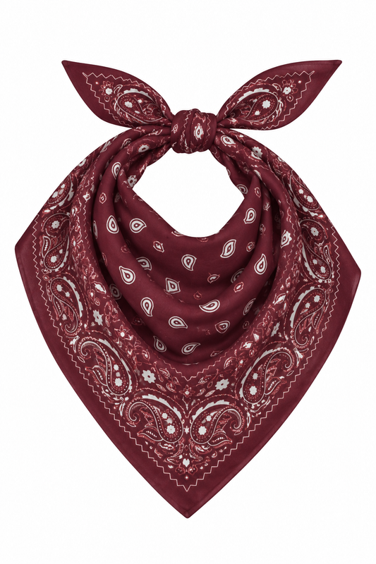 Maroon Paisley Print Bandana Scarf