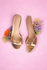 Gold Metallic One Strap Kitten Heels
