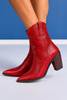 Red Faux Leather Scale Animal Heeled Booties