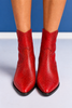 Red Faux Leather Scale Animal Heeled Booties
