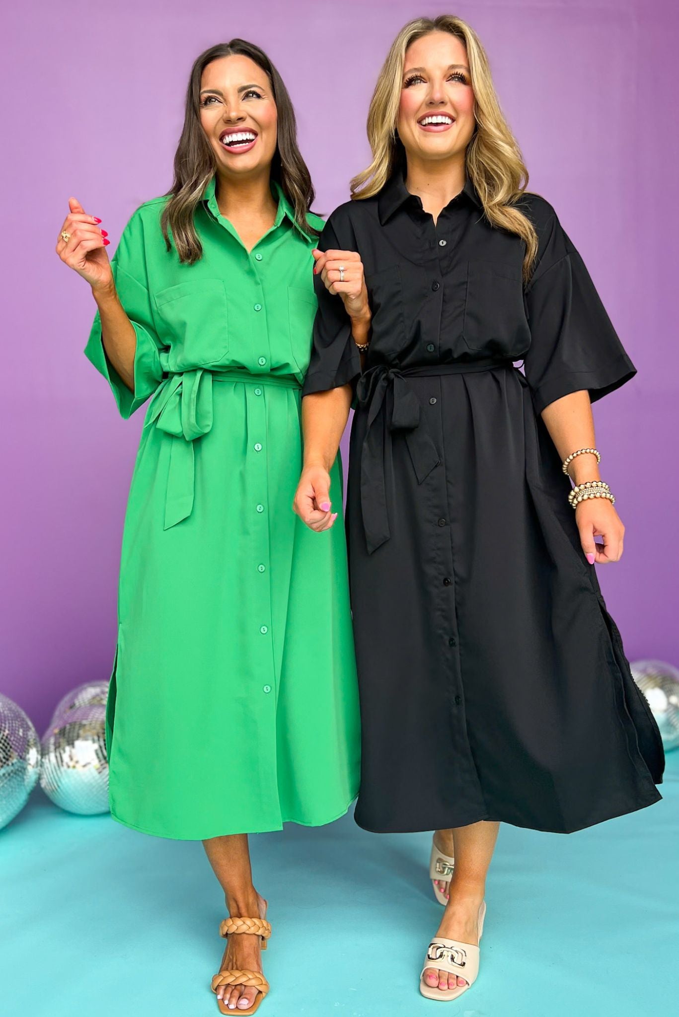 Green Collared Button Down Tie Waist Midi Shirt Dress, dress, shirt dress, midi shirt dress, tie dress, tie waist dress, green dress, button down dress, must have dress, elevated dress, elevated style, summer dress, summer style, Shop Style Your Senses by Mallory Fitzsimmons, SSYS by Mallory Fitzsimmons