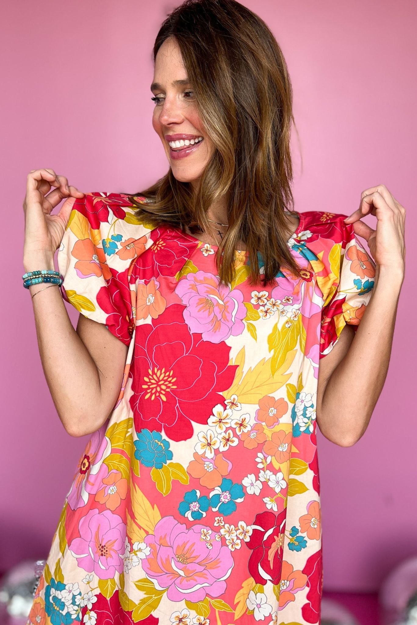 coral short sleeve dress Audrey Dress Short Sleeve (Coral Pink) S