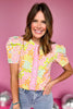 SSYS The Everly Scallop Trim Puff Sleeve Top In Ditsy Floral, top, colorful top, bright top, summer top, must have top, elevated top, elevated style, mom style, summer style, Shop Style Your Senses by Mallory Fitzsimmons, SSYS by Mallory Fitzsimmons