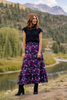 SSYS Daisy One Tier Satin Maxi Skirt In Berry Floral