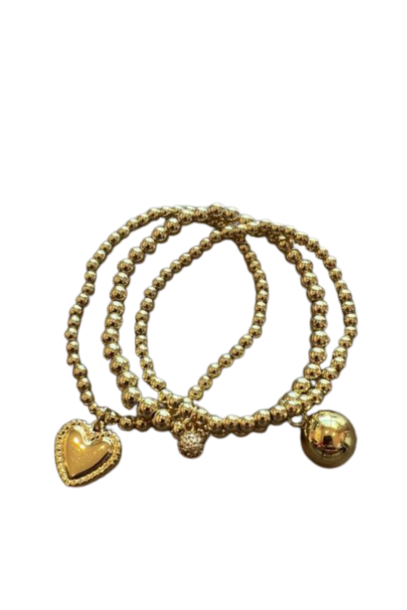 Gold Stainless Steel Charm Bracelet Set