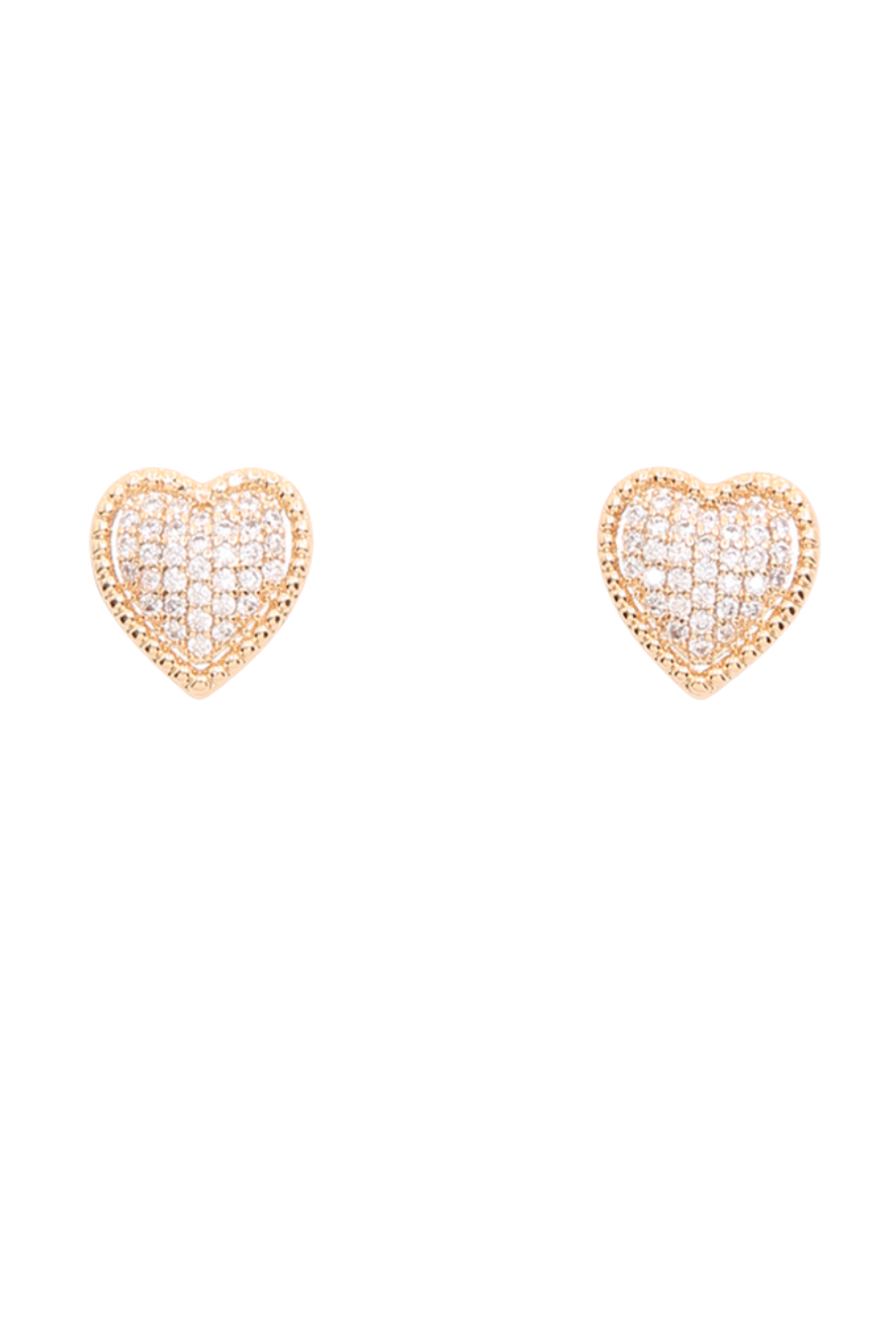 Gold Rhinestone Mini Heart Stud Earrings