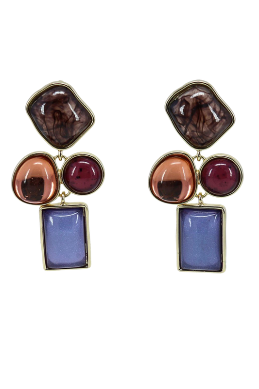 Plum Stone Dangle Earrings