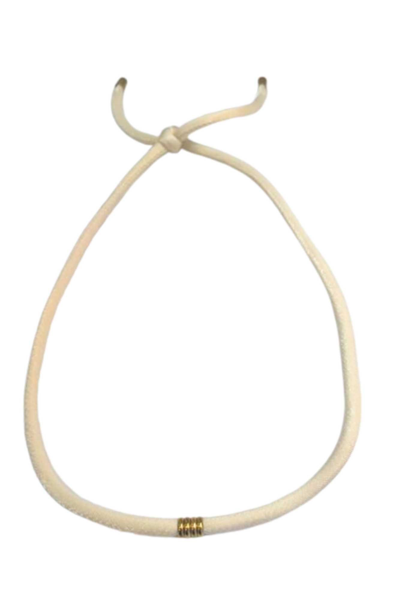 Beige Shimmer Cord Gold Stacked Ring Necklace