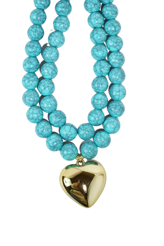 You Have My Heart Turquoise Beaded Necklace