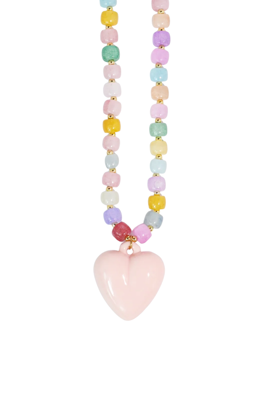 Cream Happy Colorful Heart Beaded Necklace