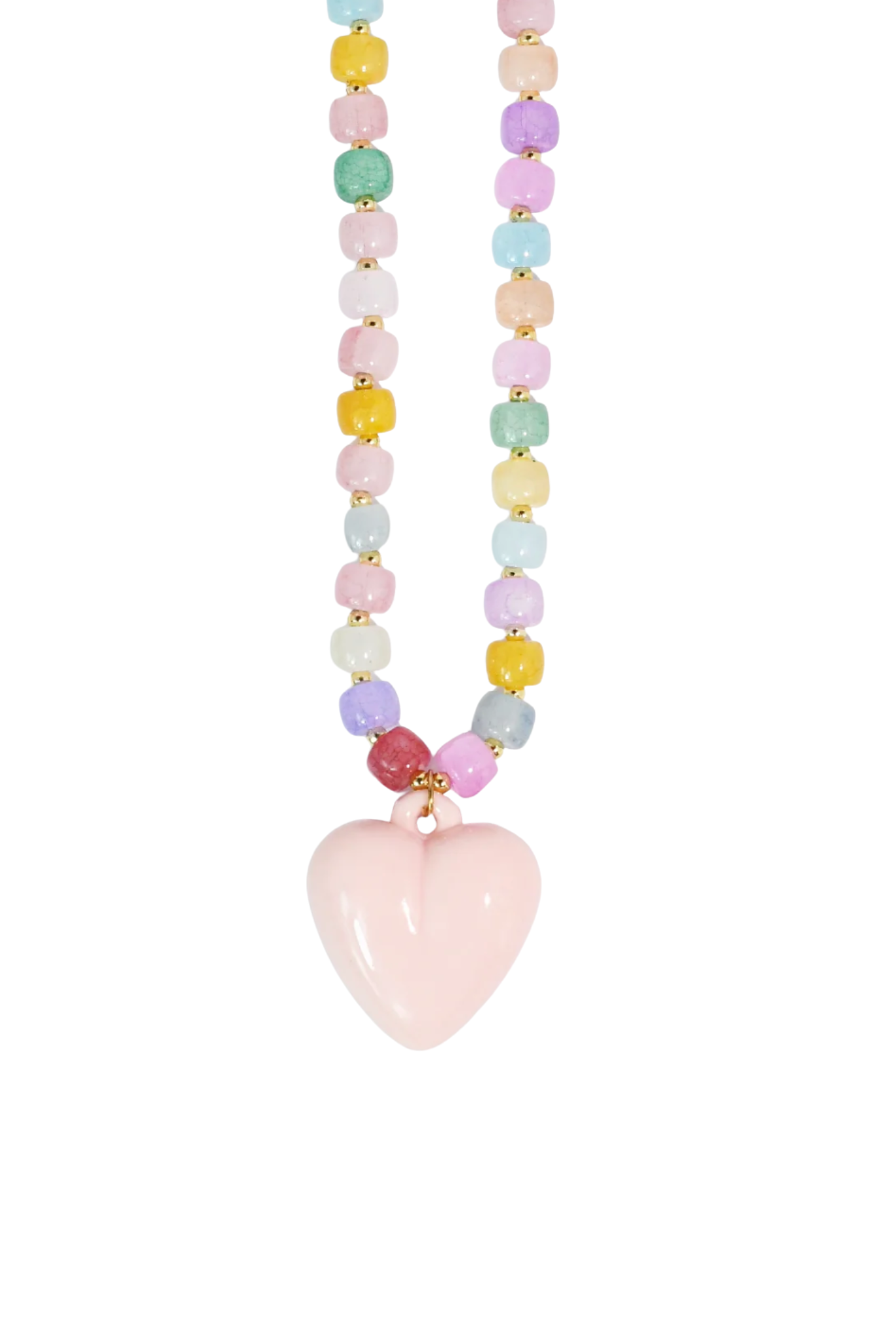 Cream Happy Colorful Heart Beaded Necklace
