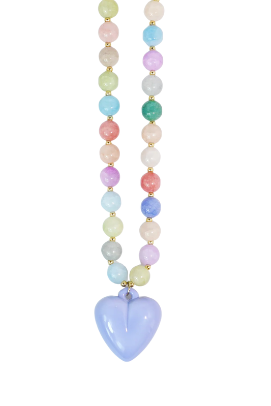 Purple Happy Colorful Heart Beaded Necklace