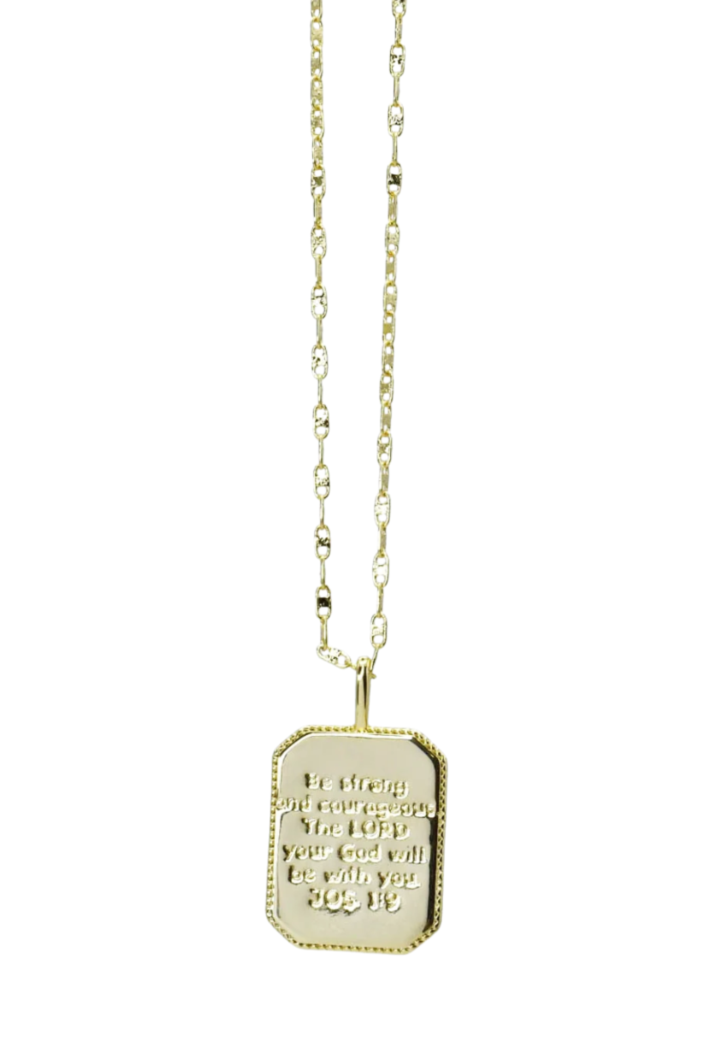 Gold Joshua 1:9 Scripture Necklace