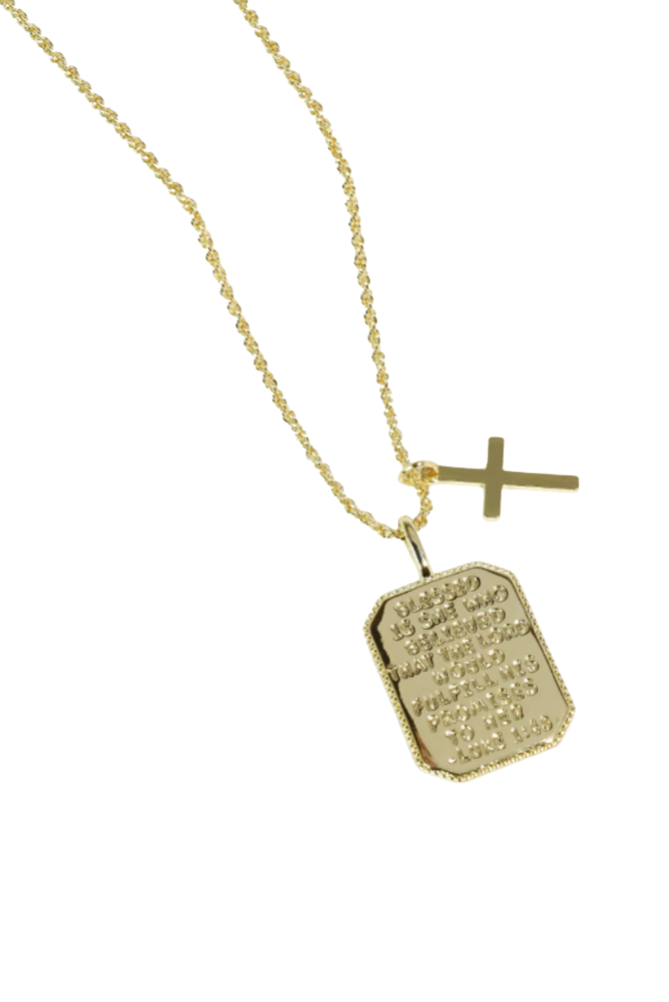Gold Luke 1:45 Scripture Necklace