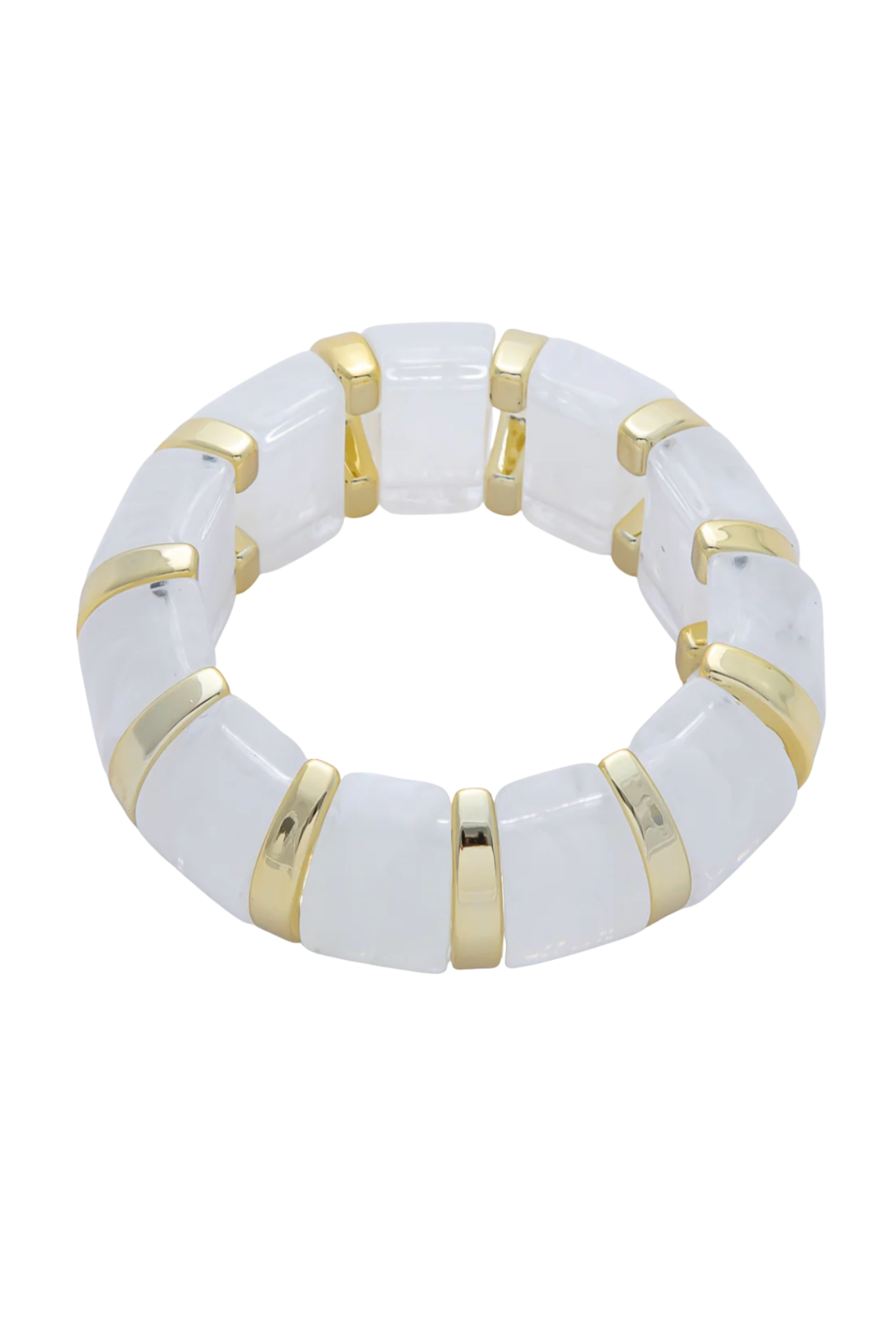 Marble White Stretch Resin Bangle Bracelet