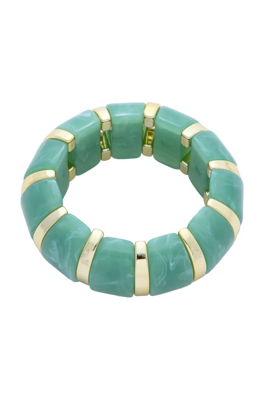 Marble Green Stretch Resin Bangle Bracelet