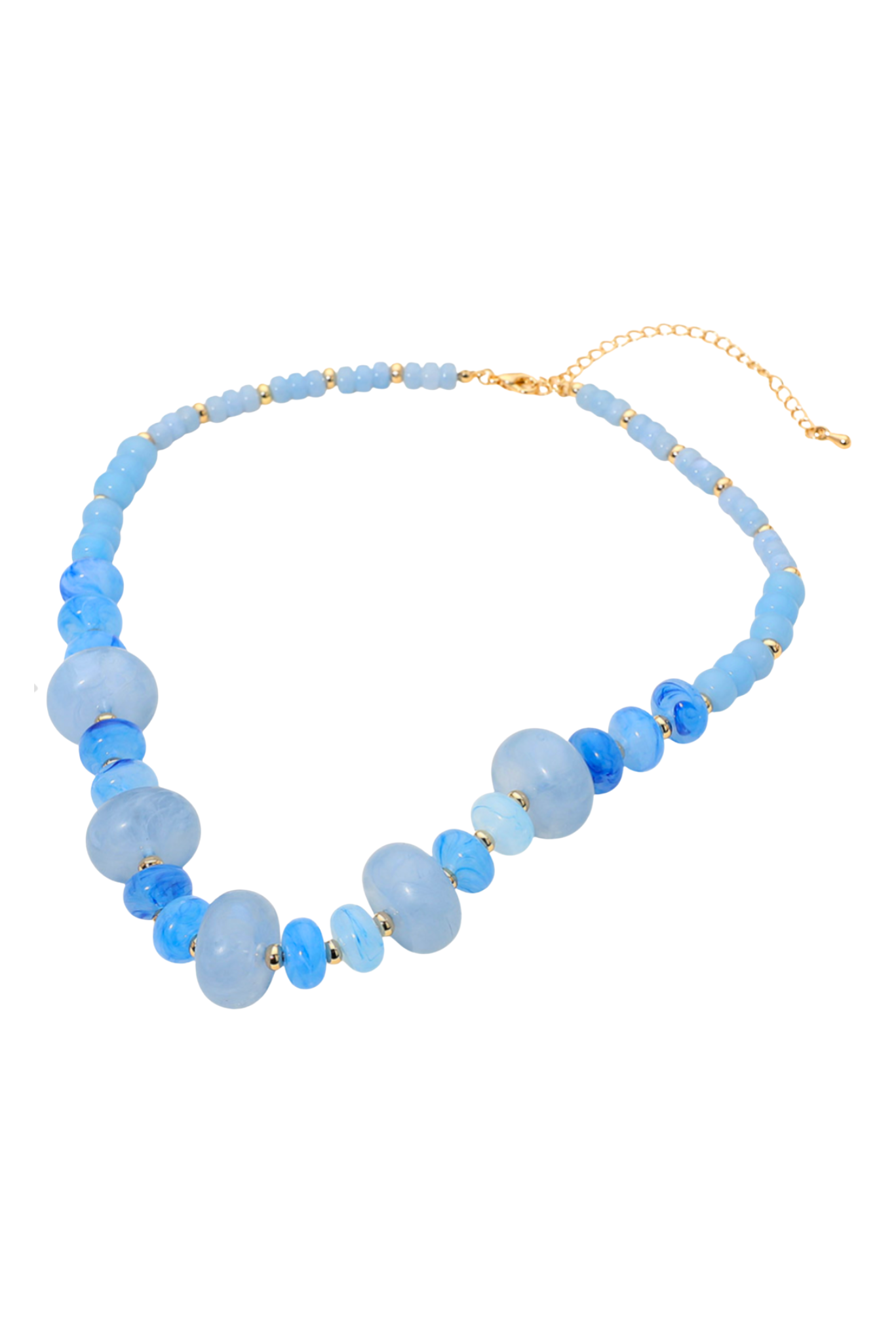 Blue Gradient Marble Chunky Beaded Necklace