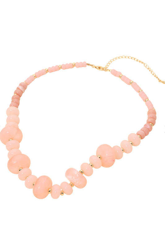 Light Pink Gradient Marble Chunky Beaded Necklace