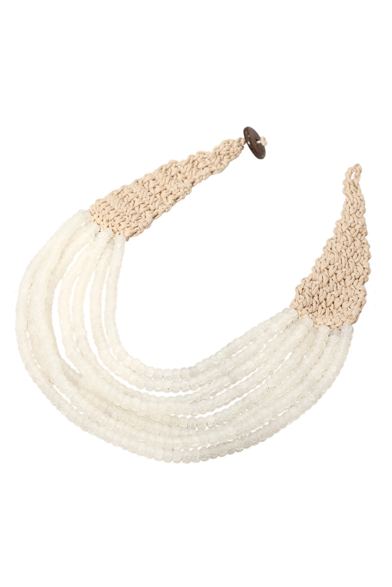 White Gradient Layer Beaded Crochet Collar Necklace