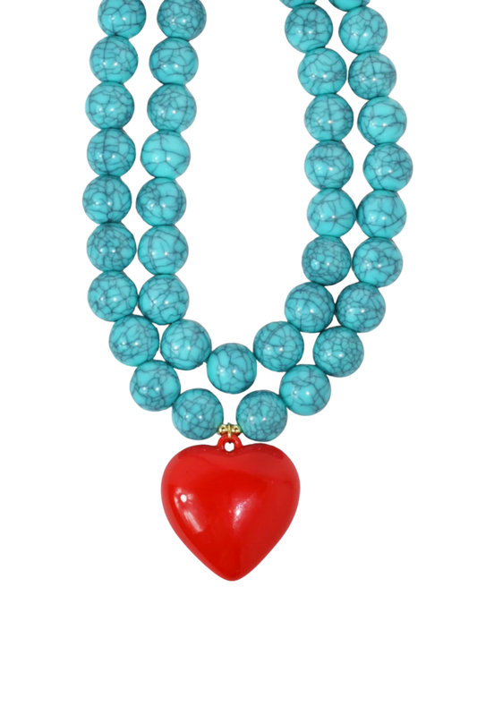You Have My Heart Blue Beaded Necklace