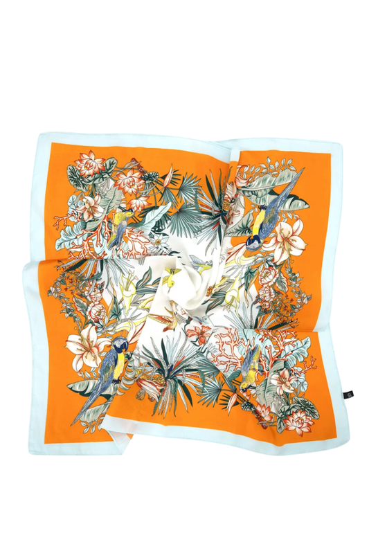 Orange Tropical Patterned Scarf