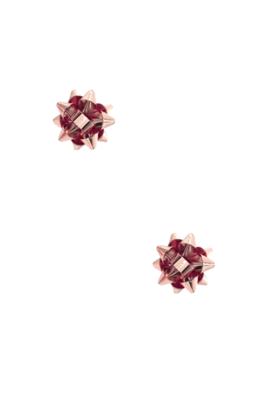 Rose Gold Gift Bow Stud Earrings