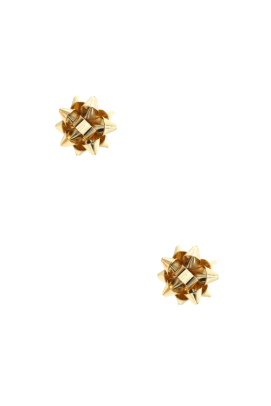 Gold Gift Bow Stud Earrings