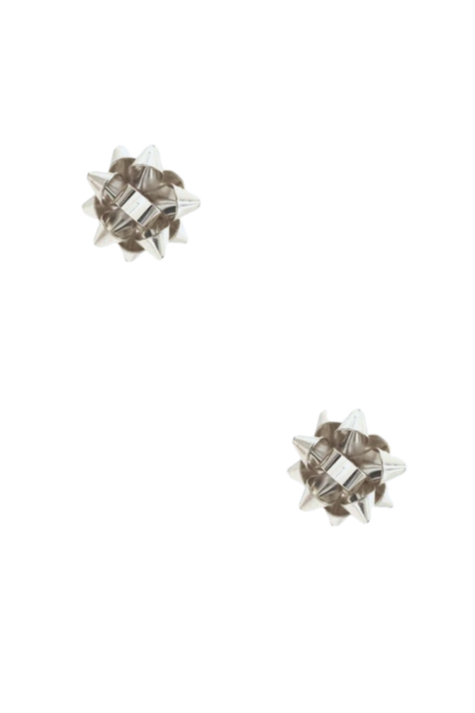 Silver Gift Bow Stud Earrings