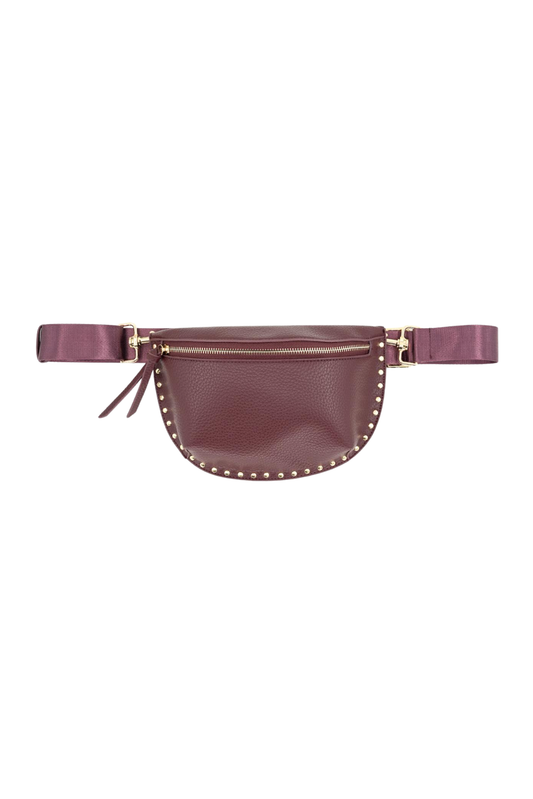 Burgundy Belt Bag with Studs