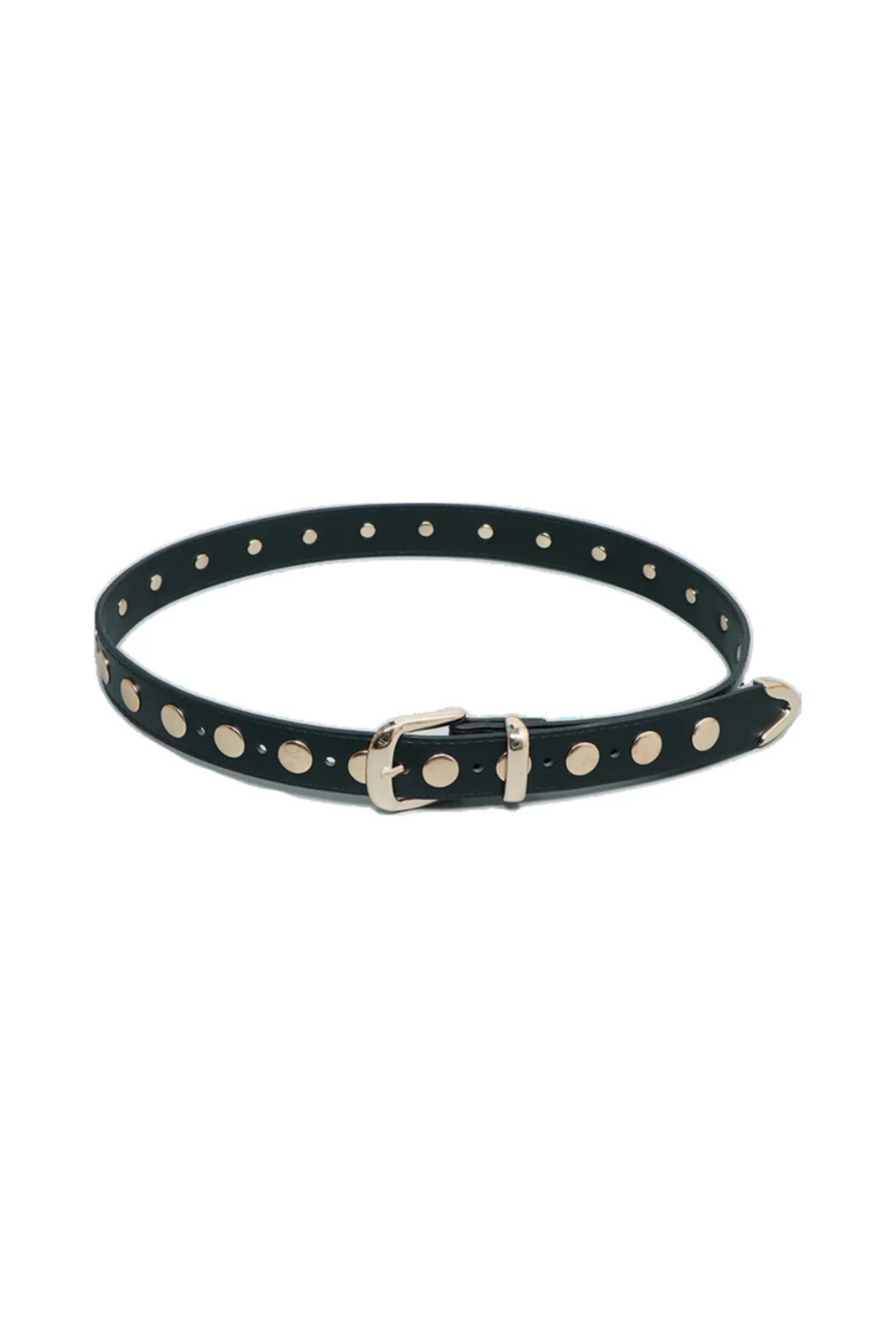 Black Skinny Gold Studded Belt
