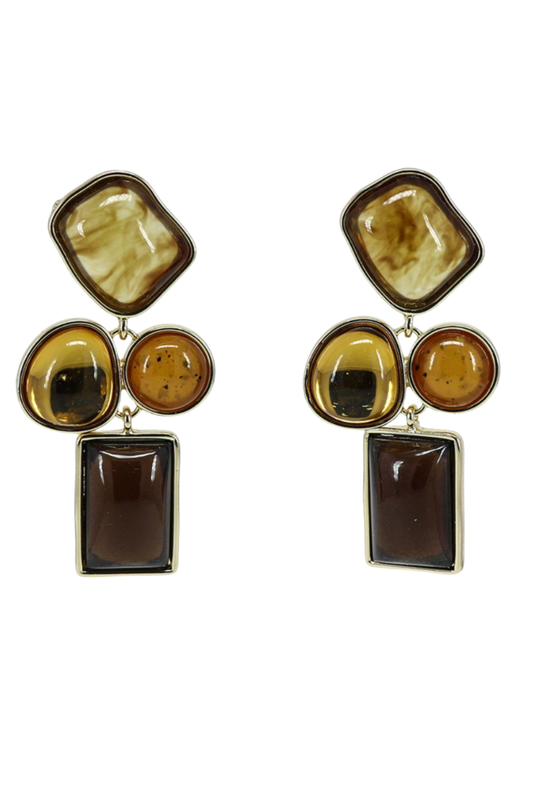 Brown Stone Dangle Earrings