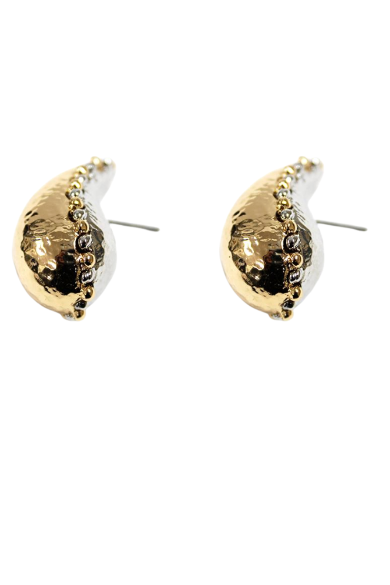 Gold and Silver Teardrop Dome Earrings