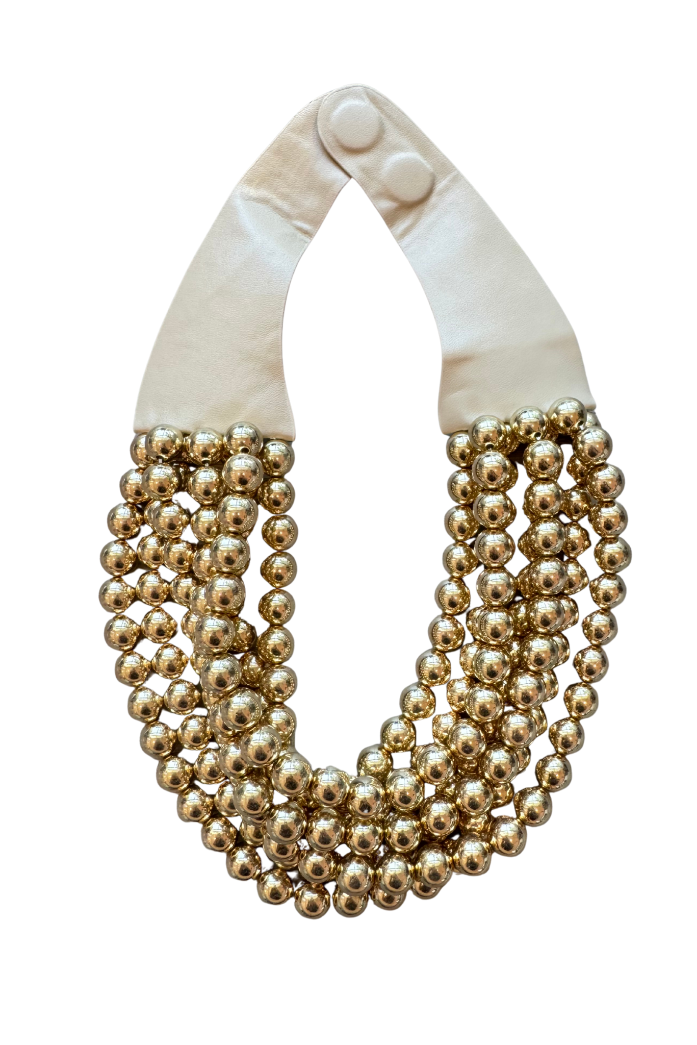 Gold Beaded Layered Magnetic Collar Necklace