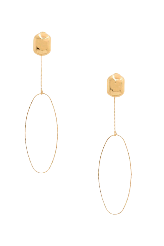 Gold Studs with Drop Down Ovals Earrings